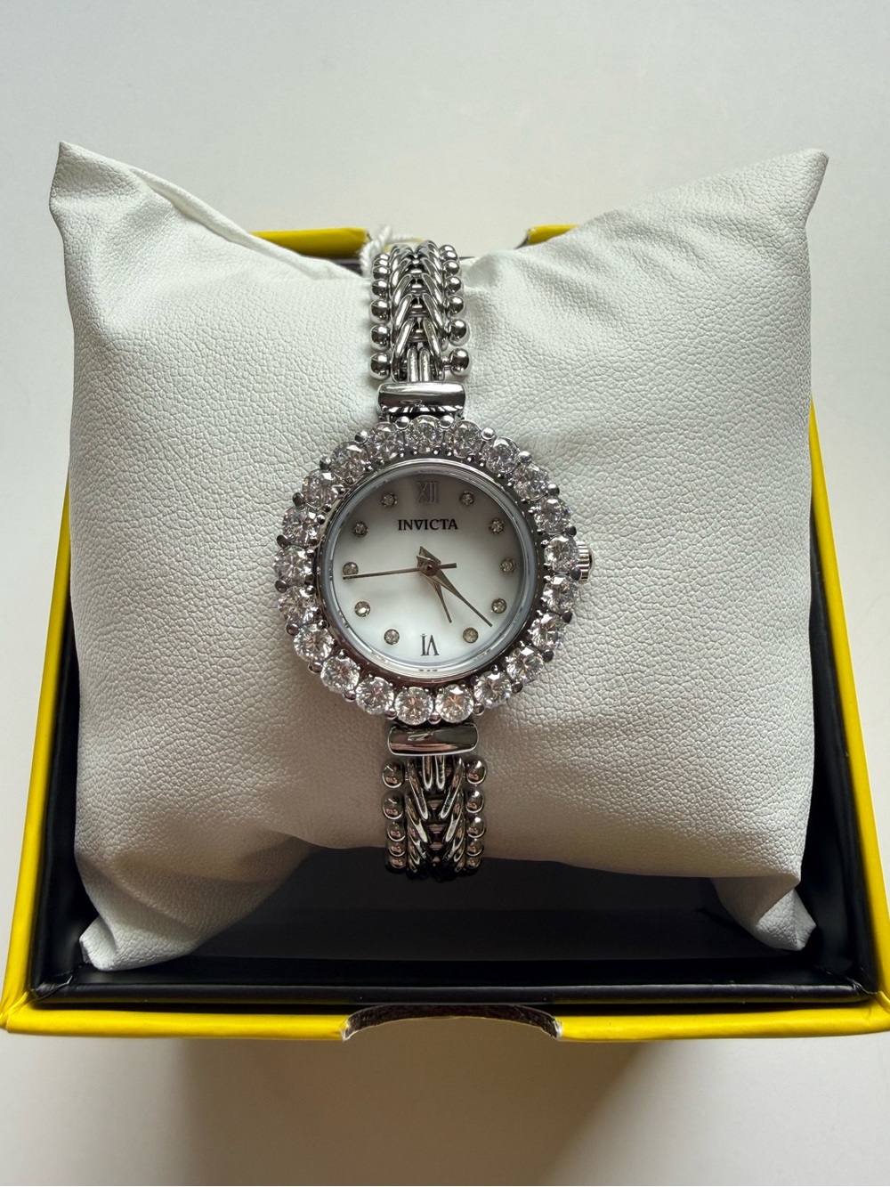 NEW Invicta Angel Lady Silver Tone Crystal Bezel 24.8mm Quartz Bracelet Watch - Picture 2 of 9